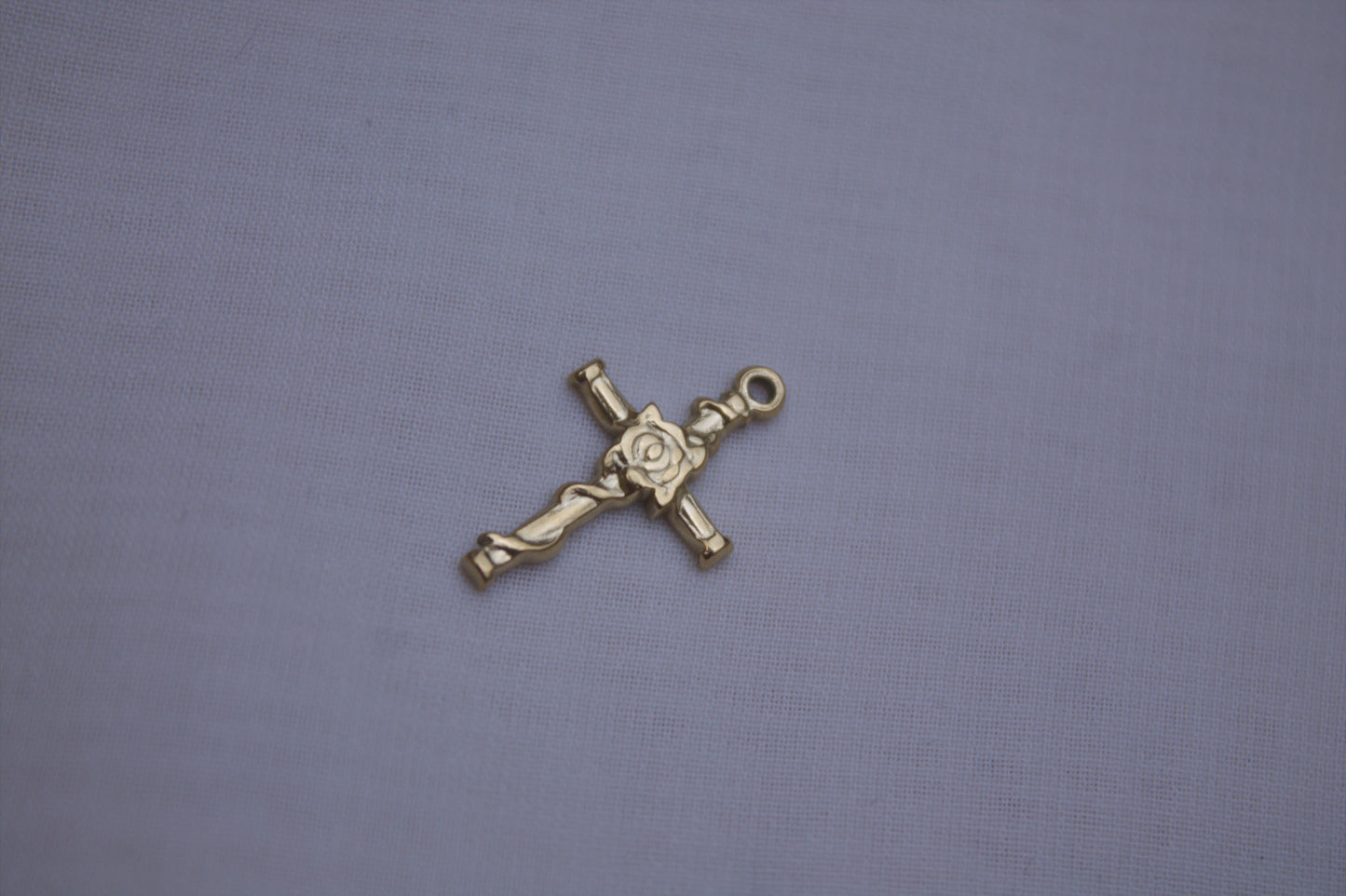 Classic Silver Rose Cross Charm