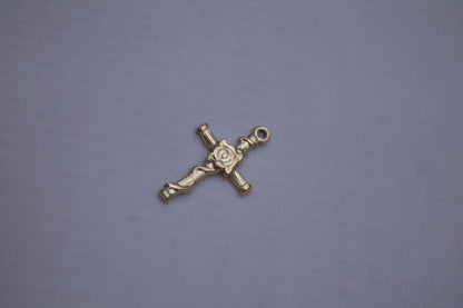 Classic Silver Rose Cross Charm