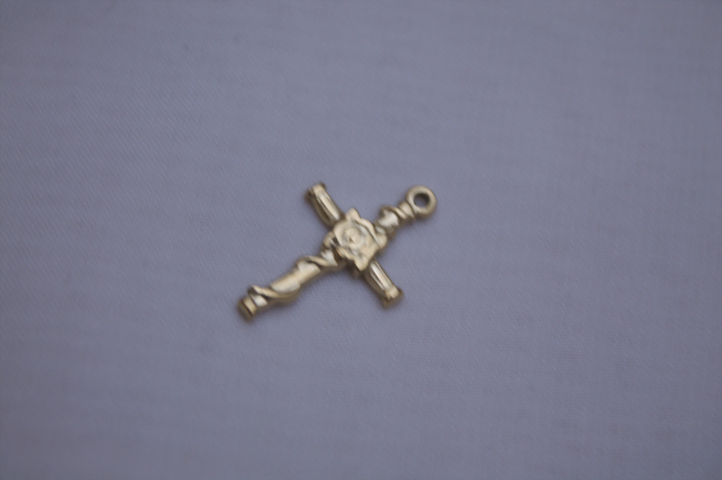 Classic Silver Rose Cross Charm