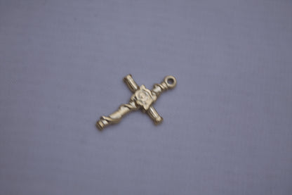 Classic Silver Rose Cross Charm