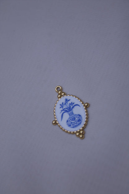 Ceramic Blue Vase Cameo Charm