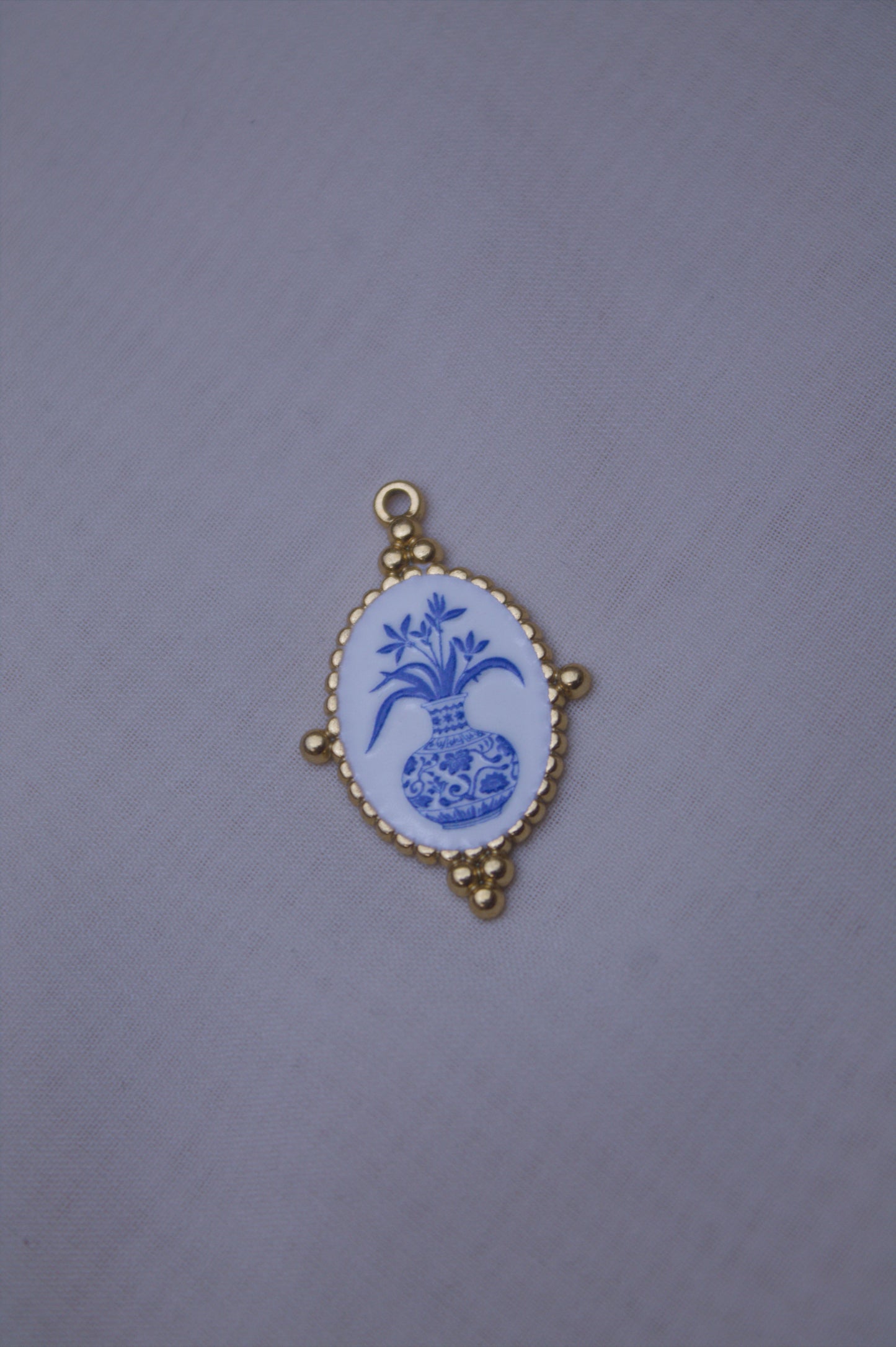 Ceramic Blue Vase Cameo Charm