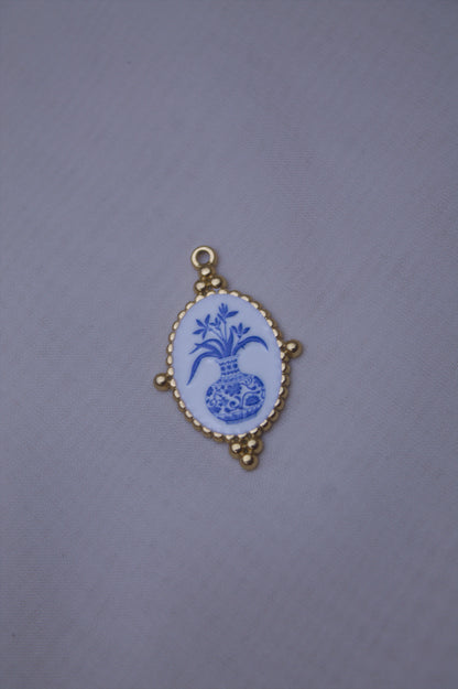 Ceramic Blue Vase Cameo Charm