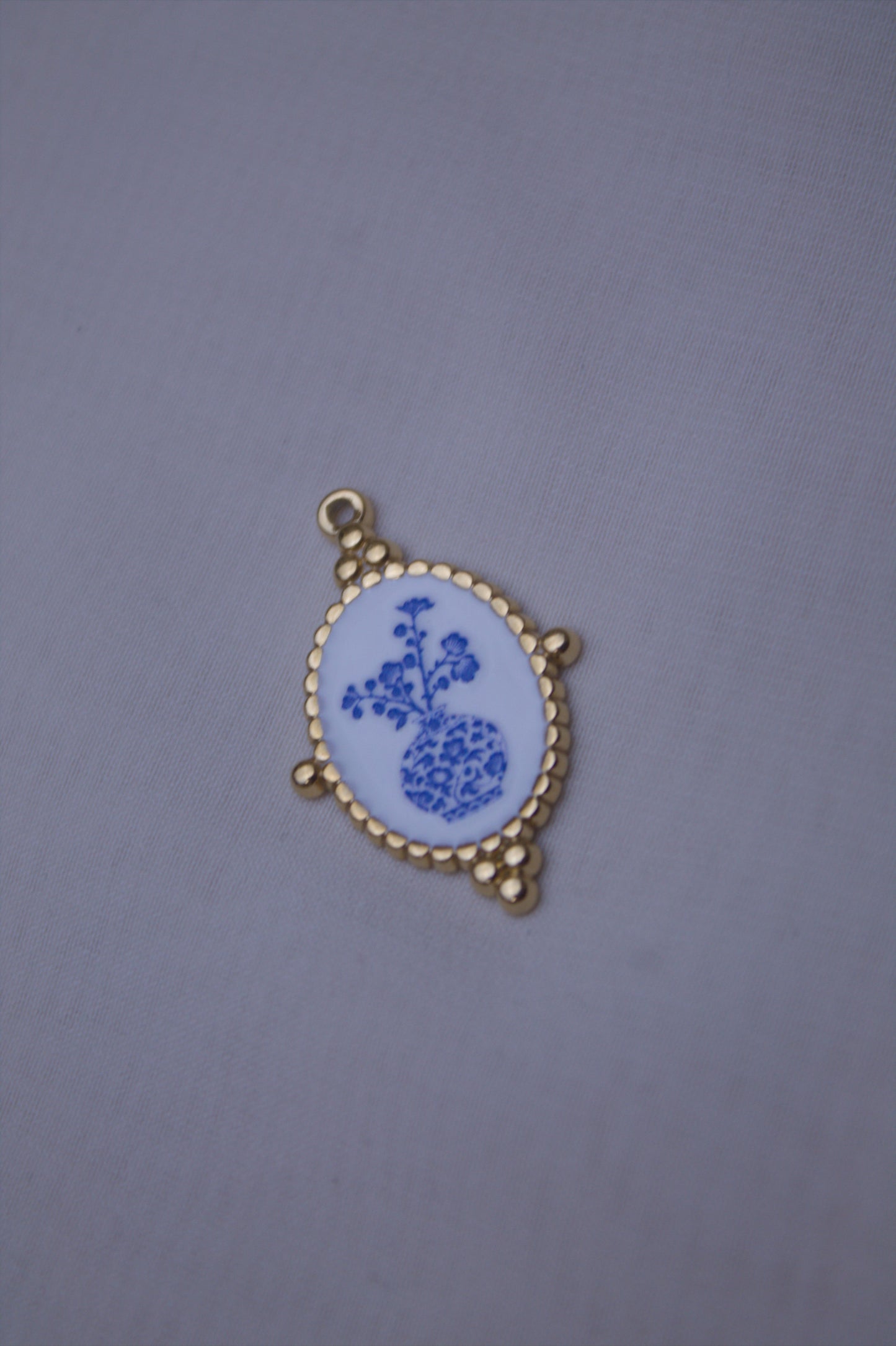 Ceramic Blue Vase Cameo Charm