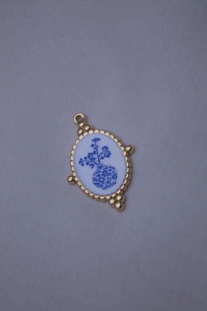 Ceramic Blue Vase Cameo Charm