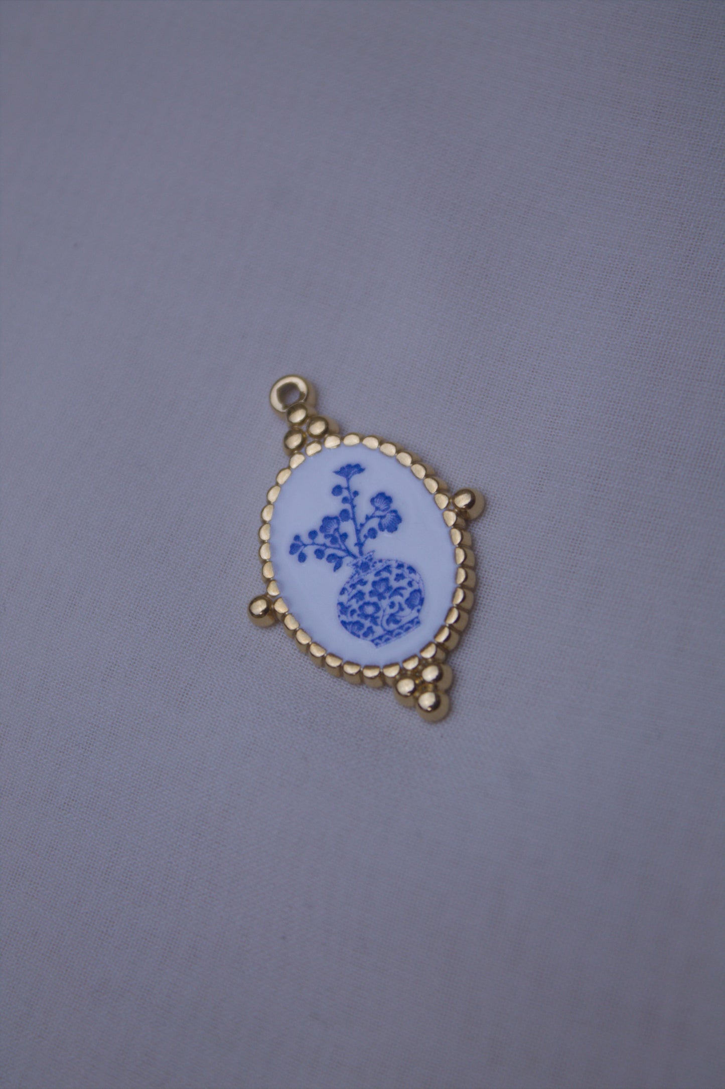 Ceramic Blue Vase Cameo Charm