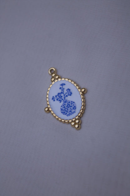 Ceramic Blue Vase Cameo Charm