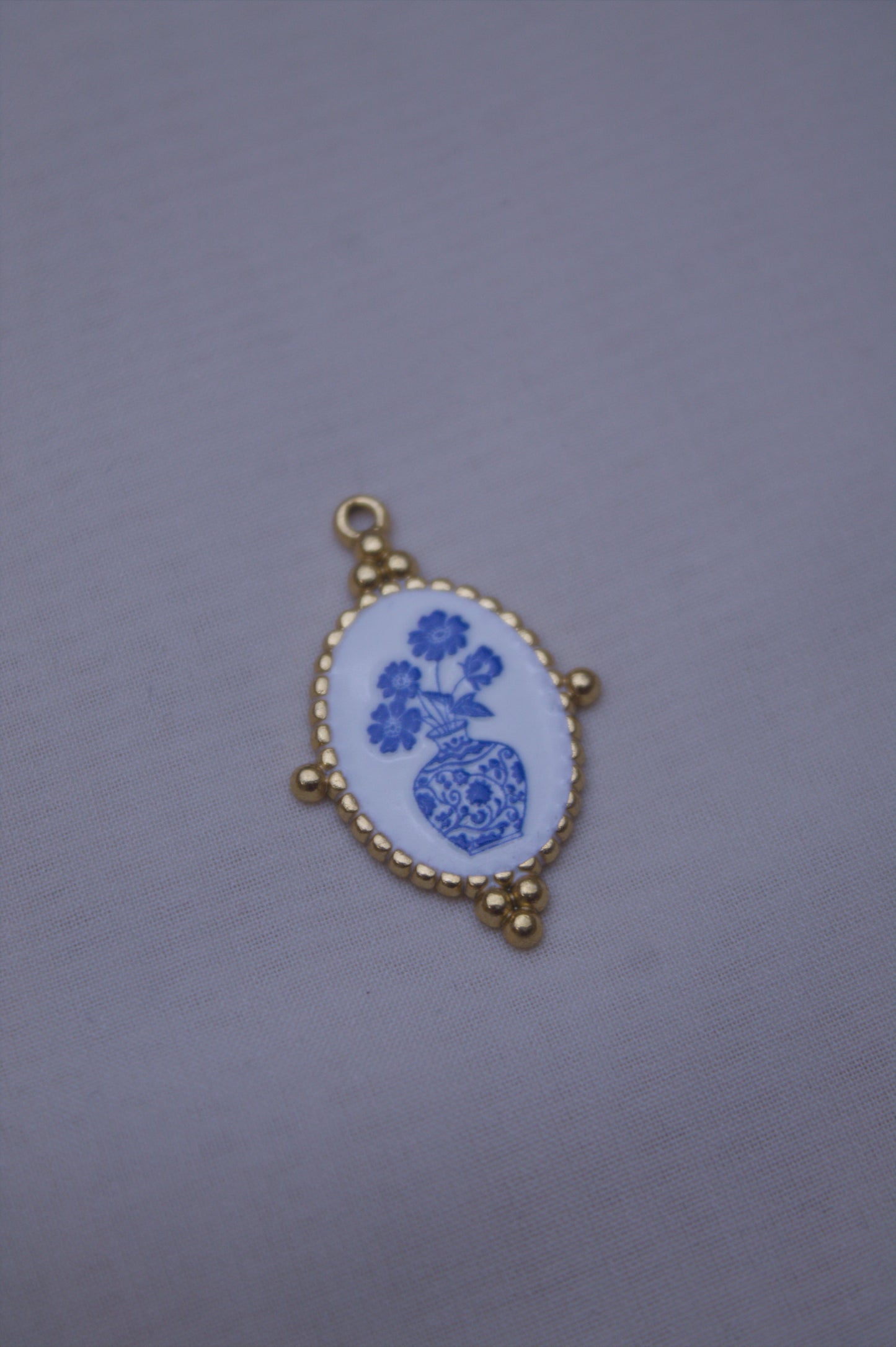 Ceramic Blue Vase Cameo Charm