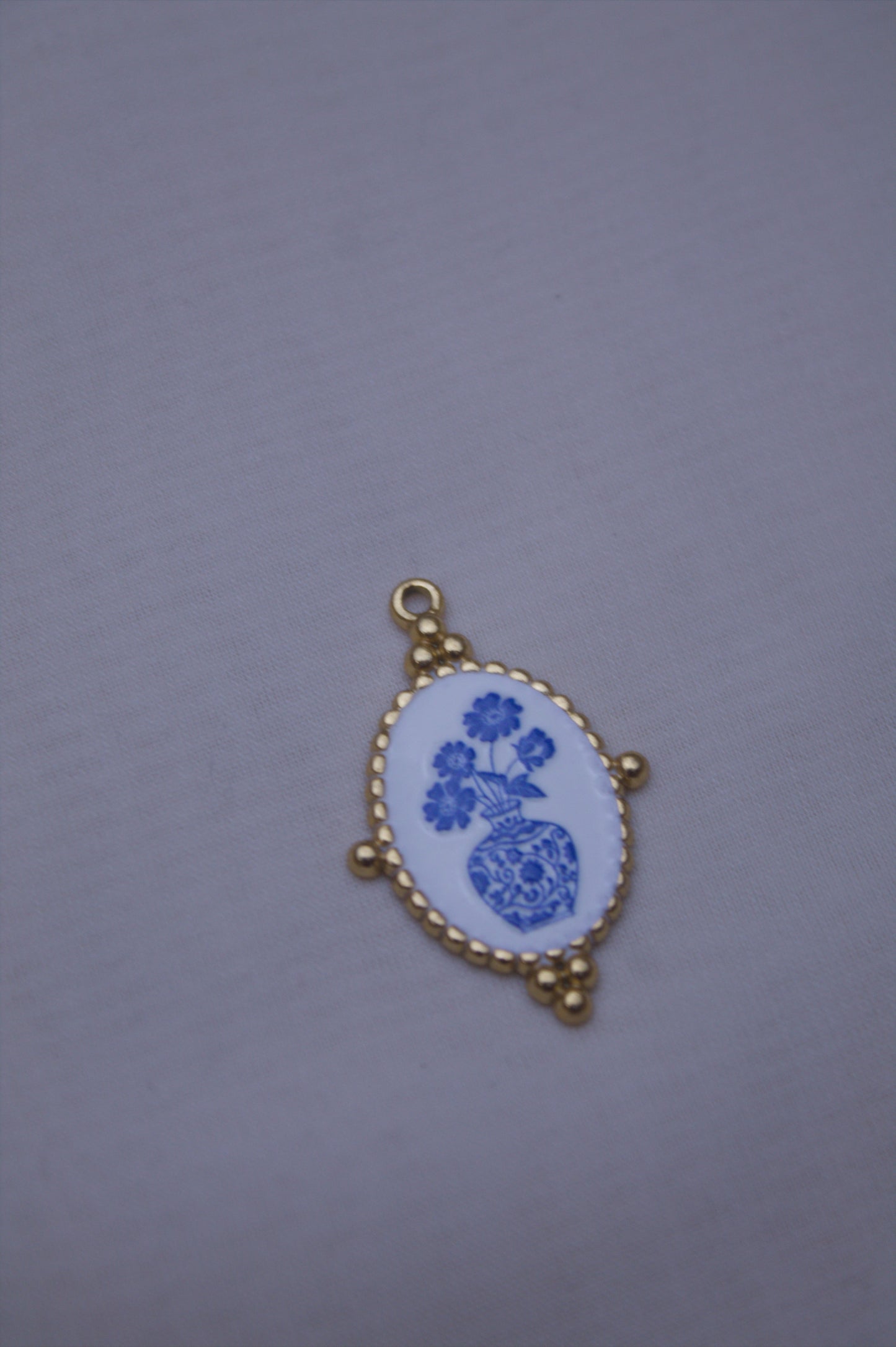 Ceramic Blue Vase Cameo Charm
