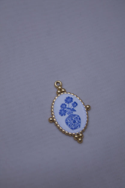 Ceramic Blue Vase Cameo Charm