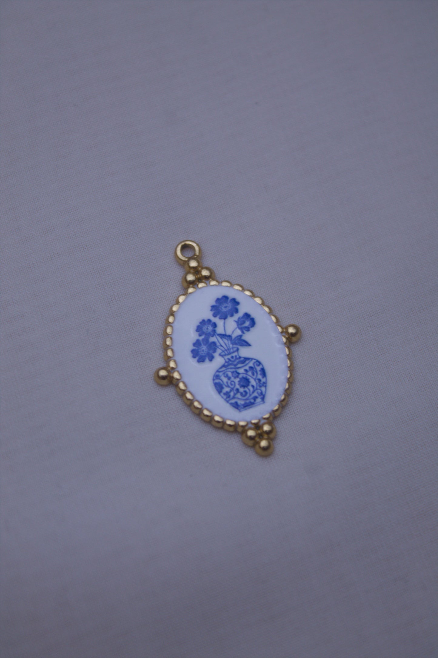 Ceramic Blue Vase Cameo Charm