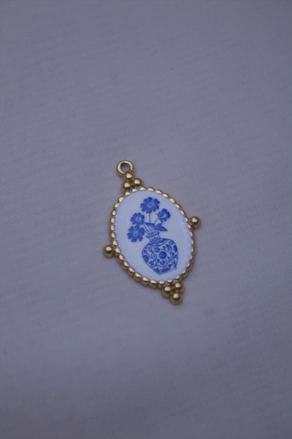 Ceramic Blue Vase Cameo Charm
