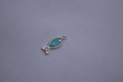 Enamel Teal Fish Charm