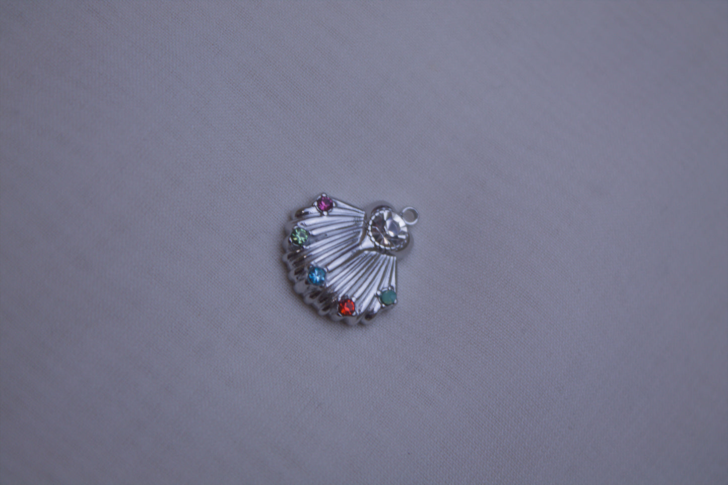 Crystal Silver Seashell Charm