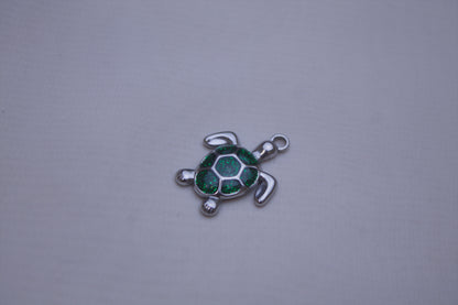 Enamel Green Turtle Charm