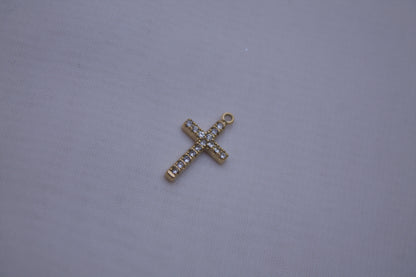 Crystal Gold Cross Charm
