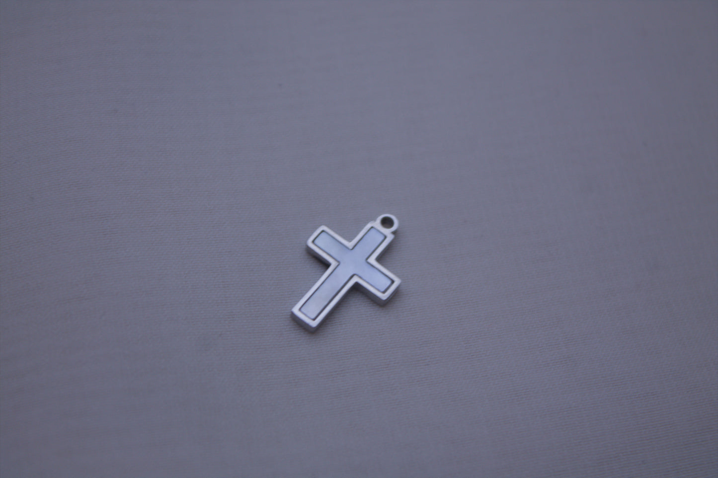 Pearl Silver Cross Charm