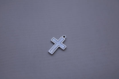 Pearl Silver Cross Charm