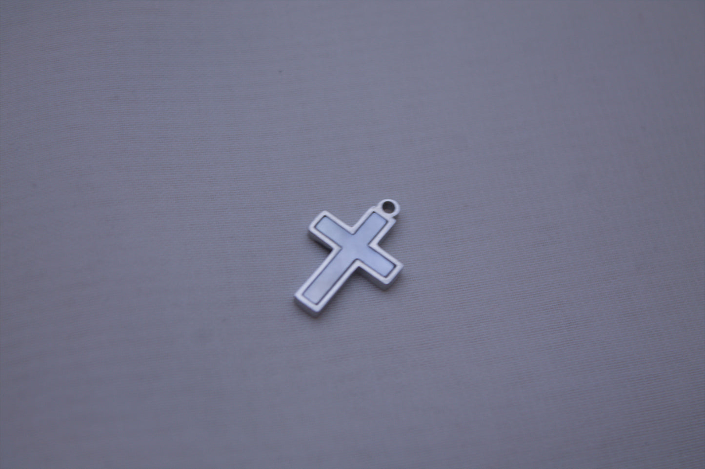 Pearl Silver Cross Charm