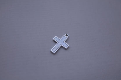 Pearl Silver Cross Charm