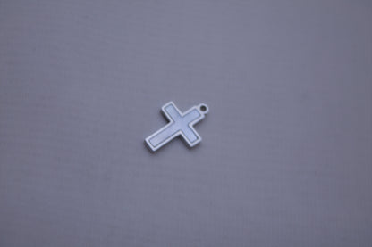 Pearl Silver Cross Charm
