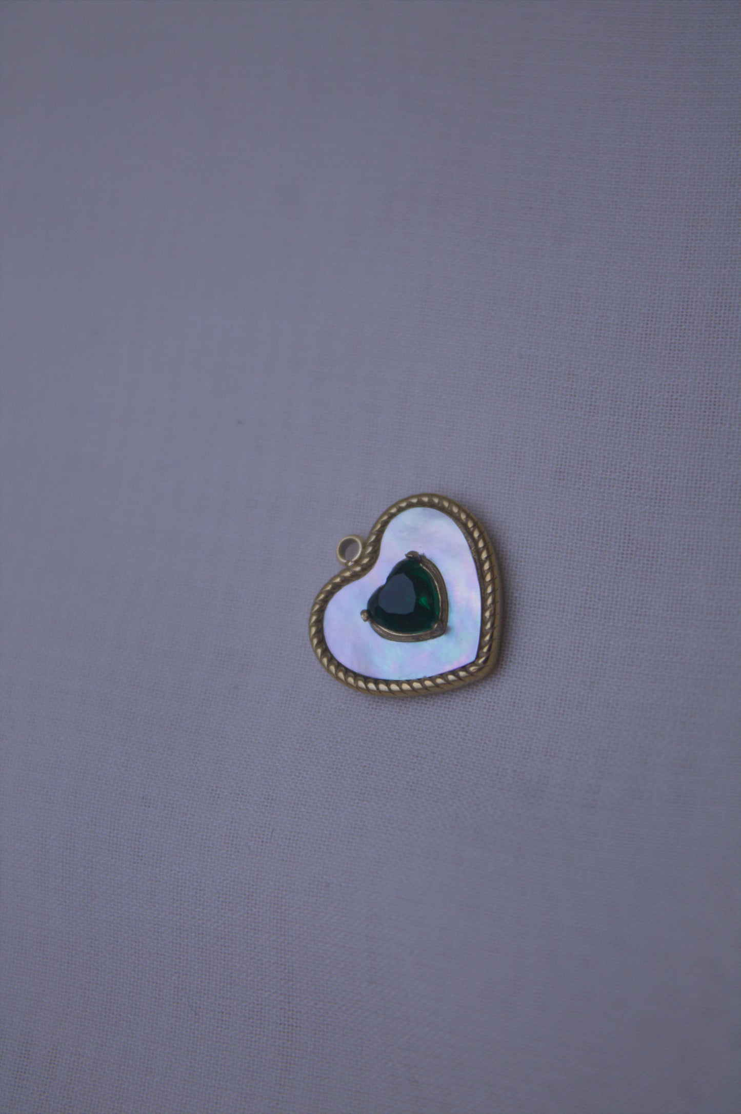 Pearl Green Gem Heart Charm