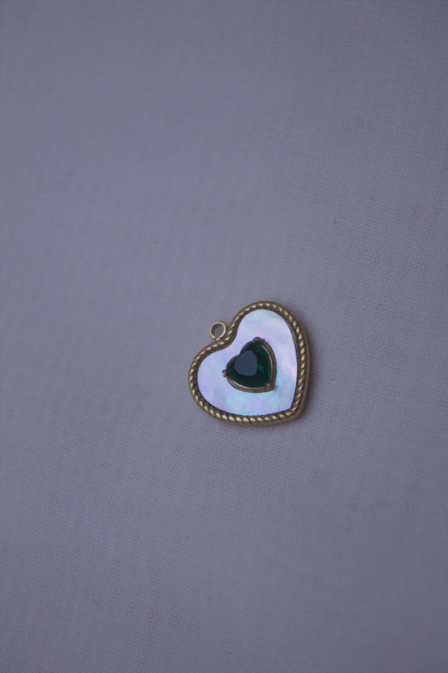 Pearl Green Gem Heart Charm