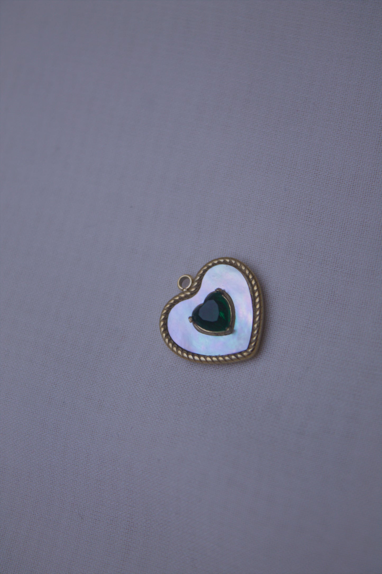 Pearl Green Gem Heart Charm