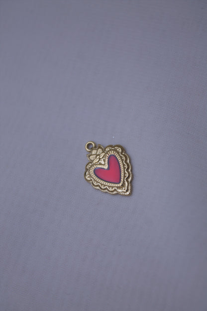 Enamel Pink Sacred Heart Charm