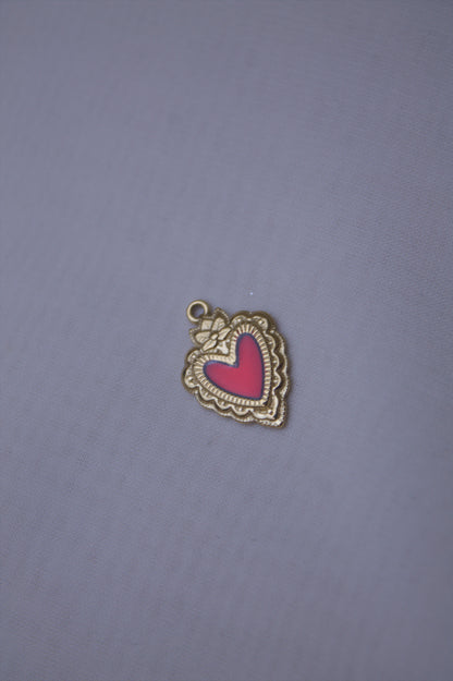Enamel Pink Sacred Heart Charm