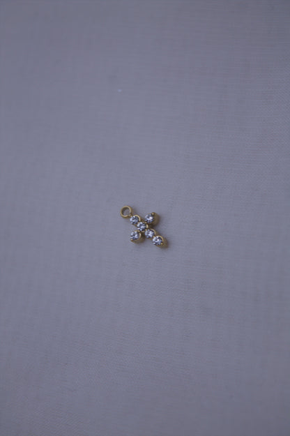 Crystal Gold Cross Charm