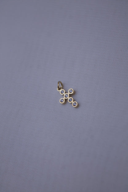 Crystal Gold Bezel Cross Charm