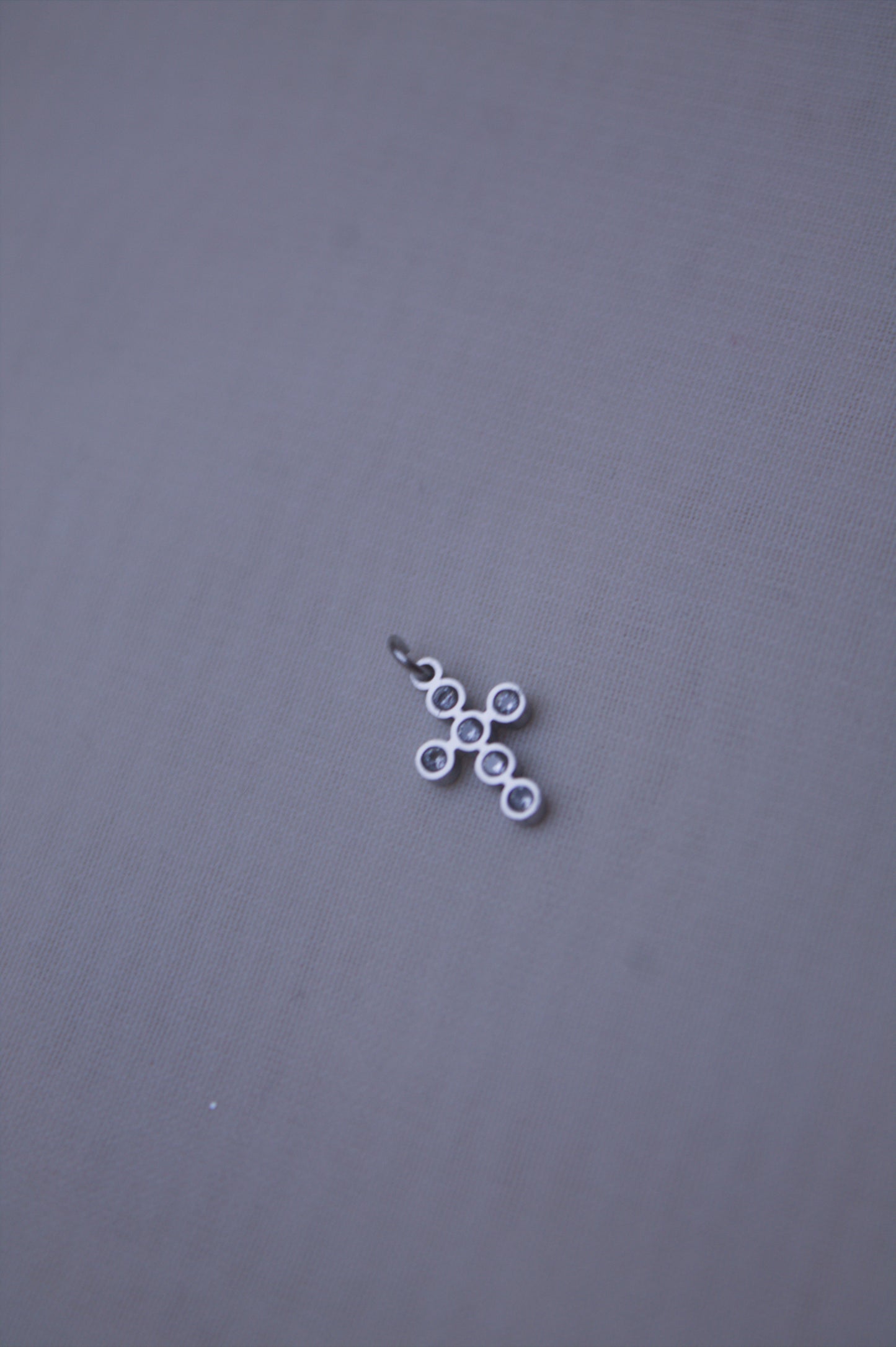 Crystal Silver Bezel Cross Charm