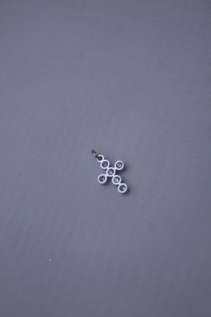 Crystal Silver Bezel Cross Charm