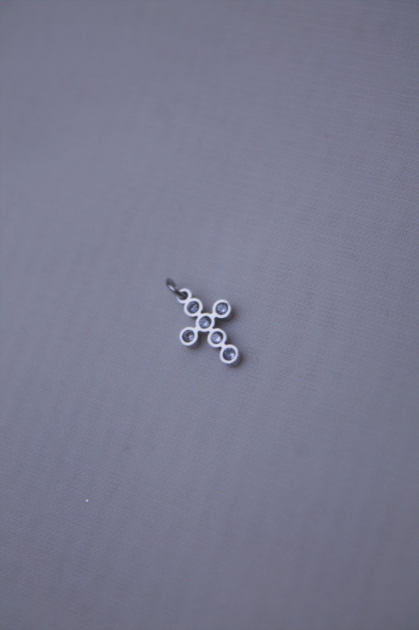 Crystal Silver Bezel Cross Charm