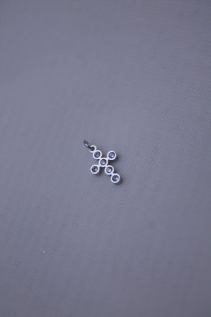 Crystal Silver Bezel Cross Charm