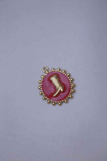 Enamel Pink Cowboy Boot Cameo Charm