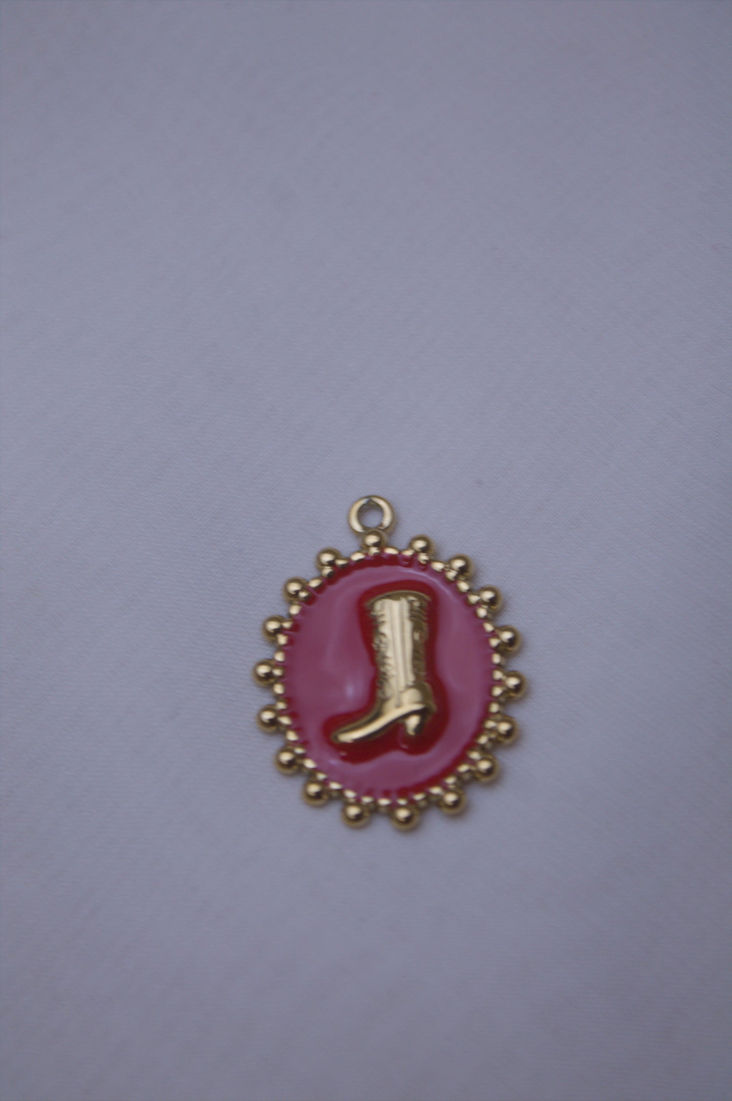Enamel Pink Cowboy Boot Cameo Charm
