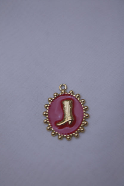Enamel Pink Cowboy Boot Cameo Charm