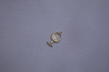 Crystal Gold Wine Glass Charm