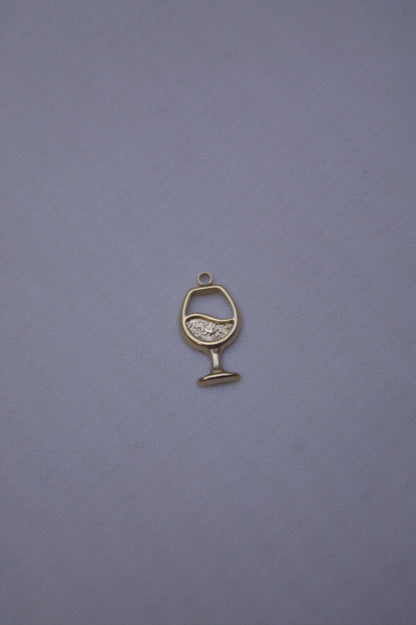 Crystal Gold Wine Glass Charm