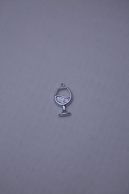 Crystal Silver Wine Glass Charm