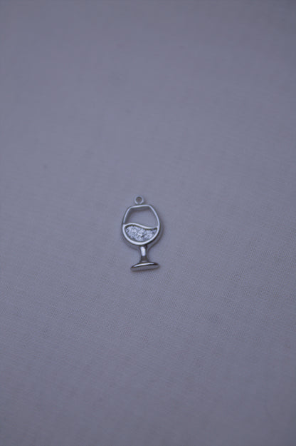 Crystal Silver Wine Glass Charm