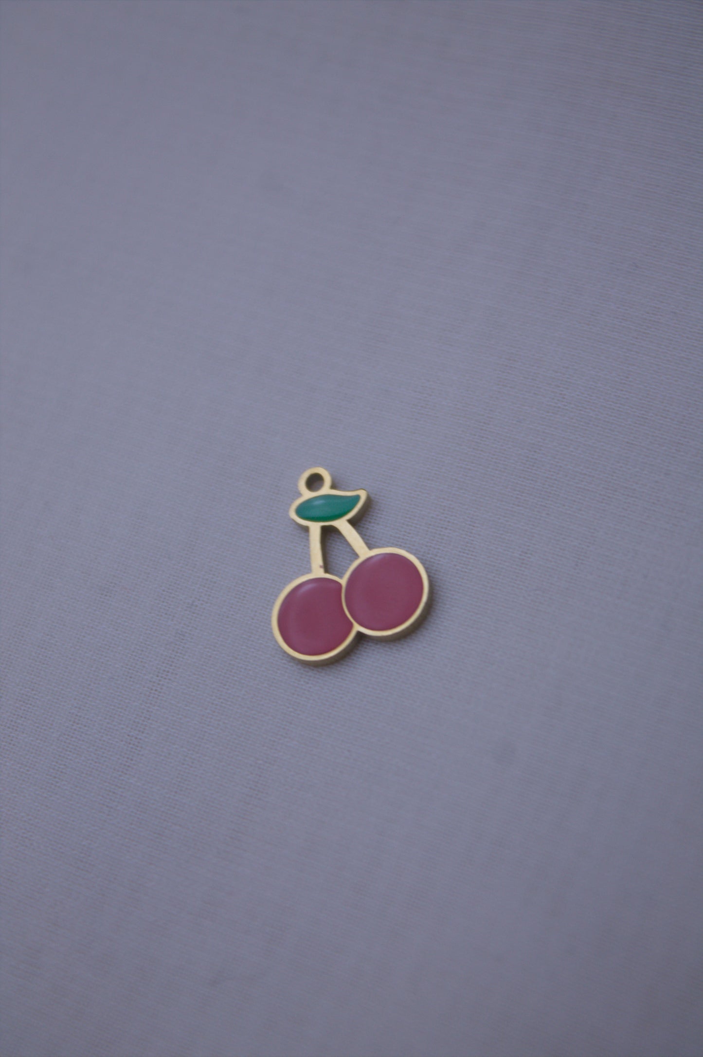 Enamel Pink Cherry Charm