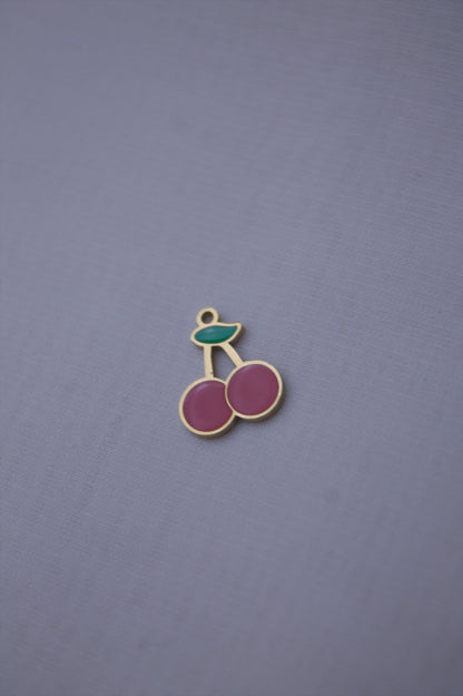 Enamel Pink Cherry Charm