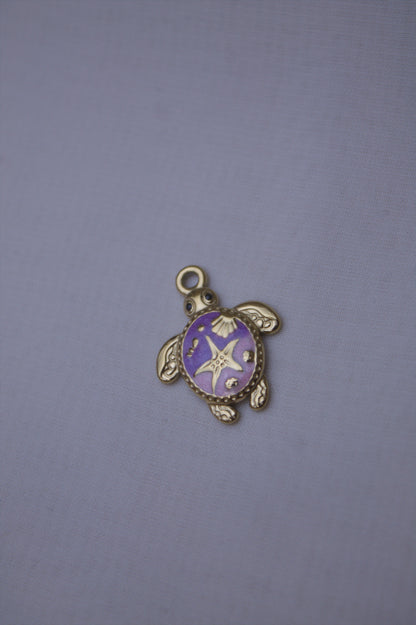 Purple Enamel Turtle Charm