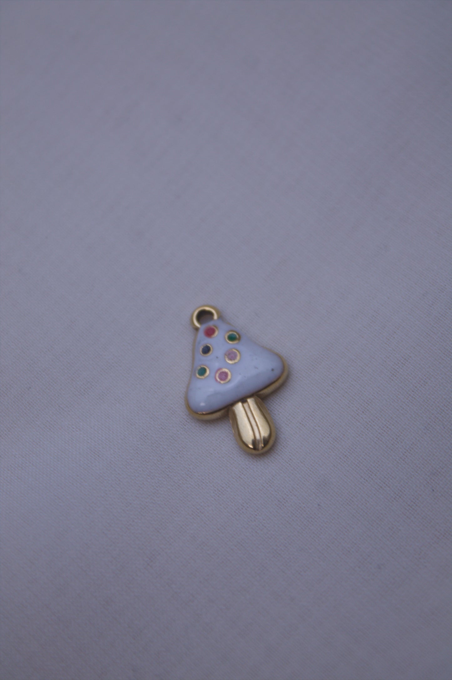 White Enamel Mushroom Charm