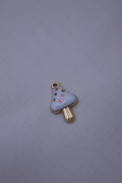 White Enamel Mushroom Charm