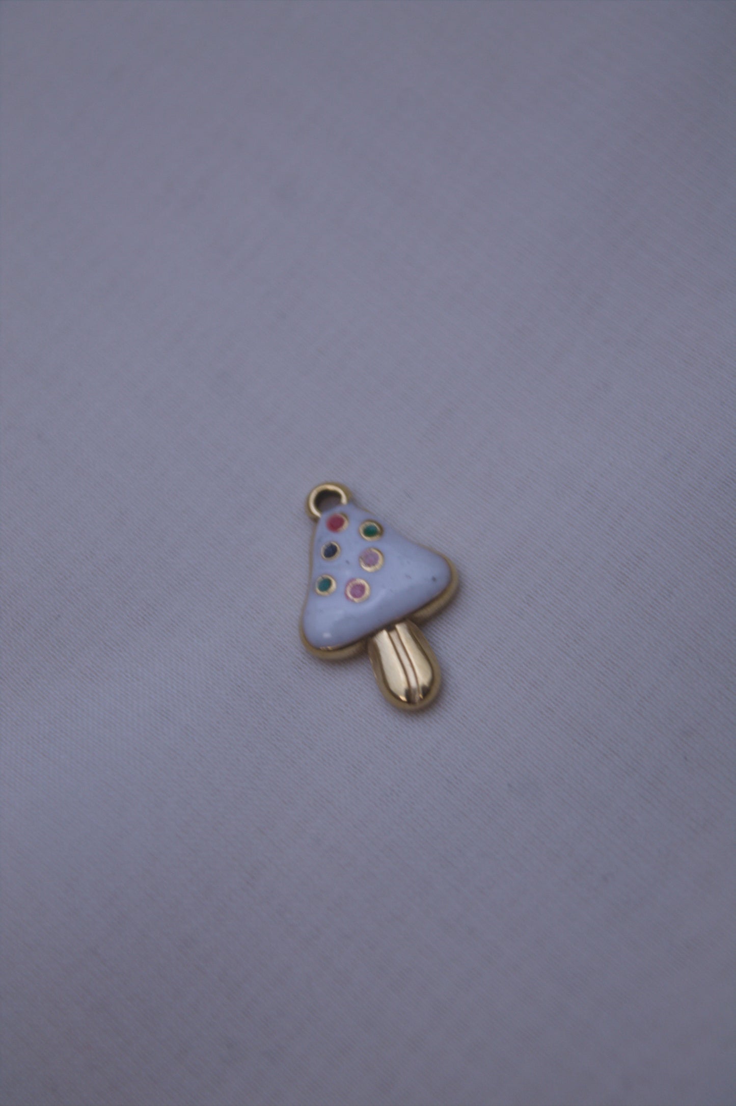 White Enamel Mushroom Charm