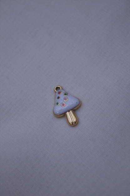 White Enamel Mushroom Charm